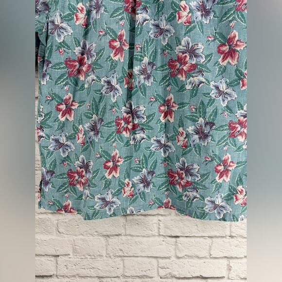 Reyn Spooner Banzai Biscus Button Front Floral Hawaiian Aloha Camp Shirt XL Blue - Picture 6 of 10
